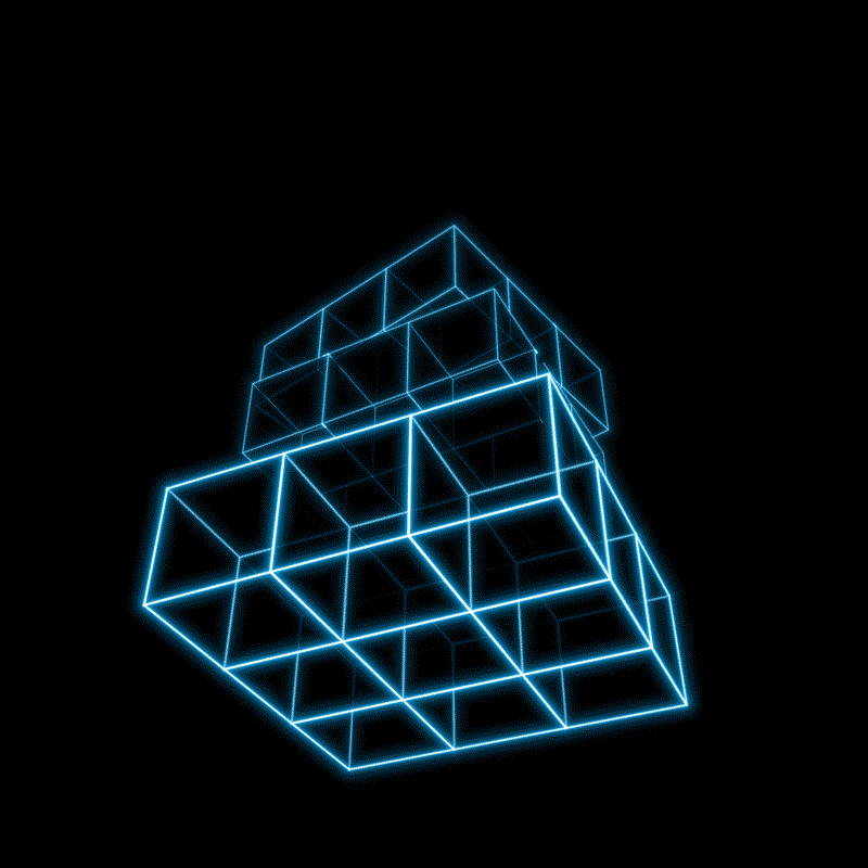 Illuminated line art of a dynamic Rubik's Cube, showcasing mesmerizing motion design in a captivating preview.